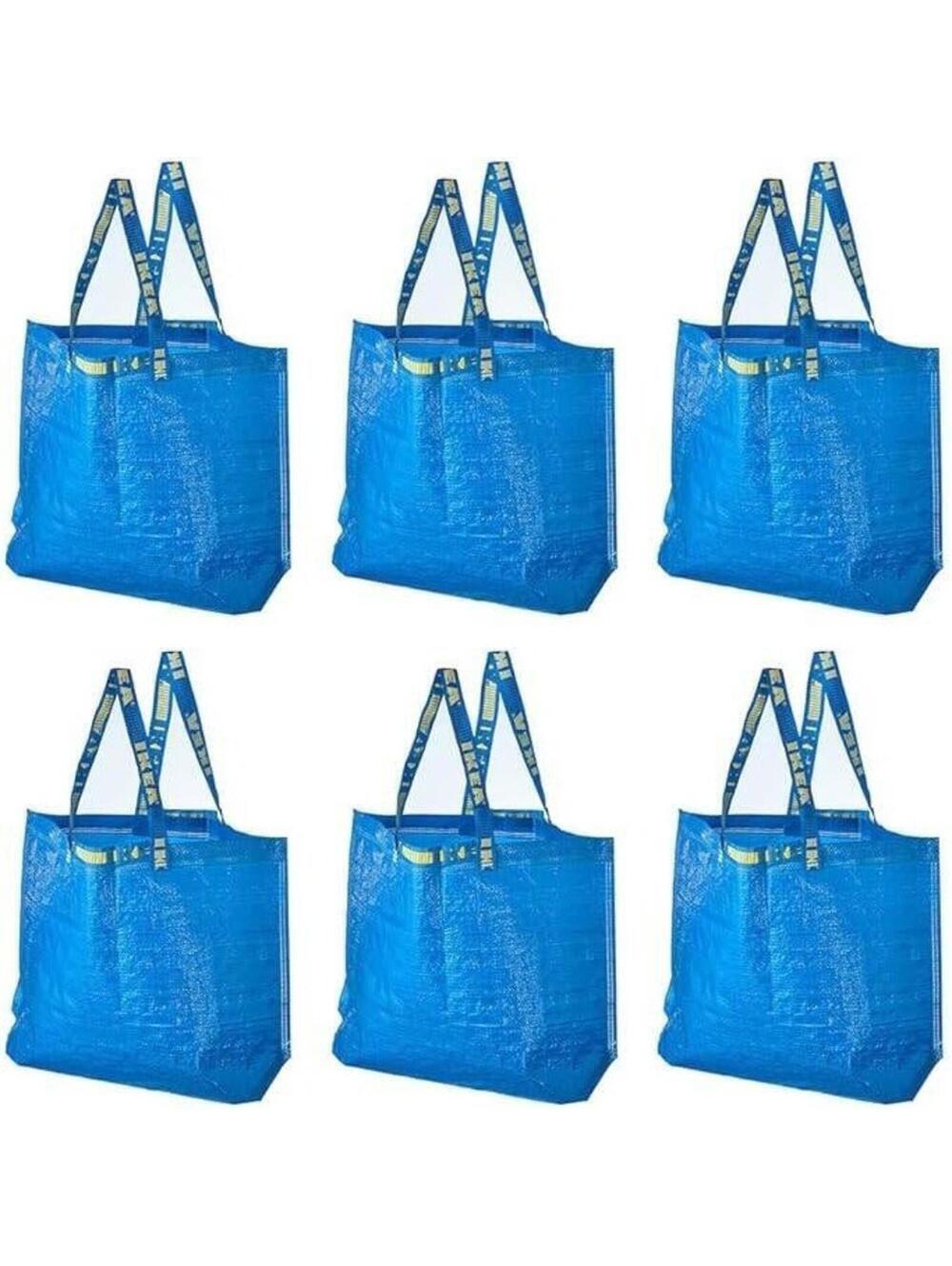 IKEA Blue FRAKTA Large Reusable Shopping Tote Bag - 6 Pack